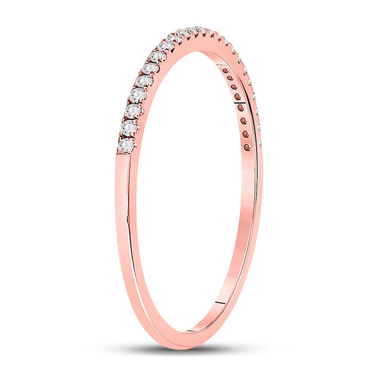10K Rose Gold Womens Round Diamond Timeless Stackable Band Ring 1/8 Cttw, Womens Size: 5-10