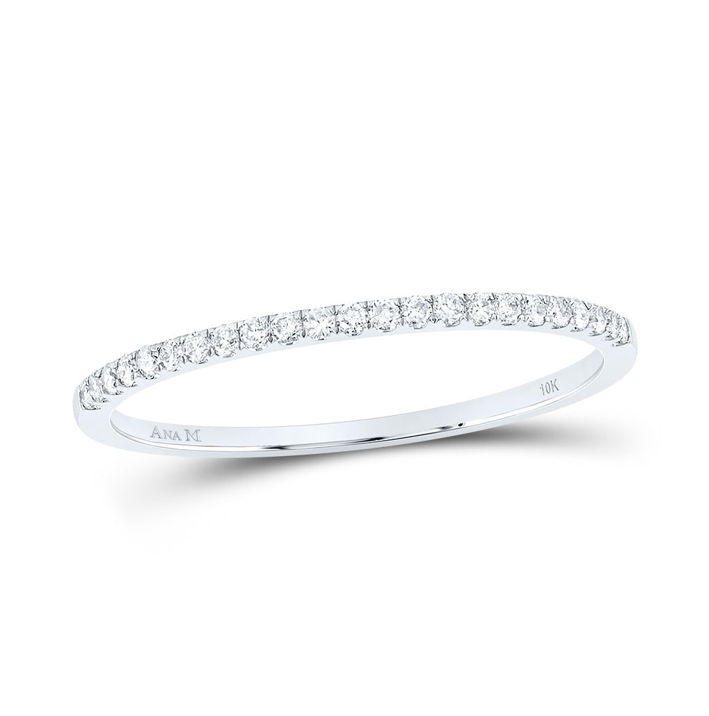 10K White Gold Womens Round Diamond Timeless Stackable Band Ring 1/8 Cttw, Womens Size: 5-10