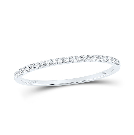 10K White Gold Womens Round Diamond Timeless Stackable Band Ring 1/8 Cttw, Womens Size: 5-10