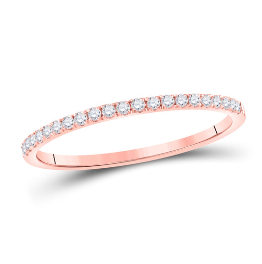 10K Rose Gold Womens Round Diamond Stackable Band Ring 1/6ctw, Women's Size: 5-10