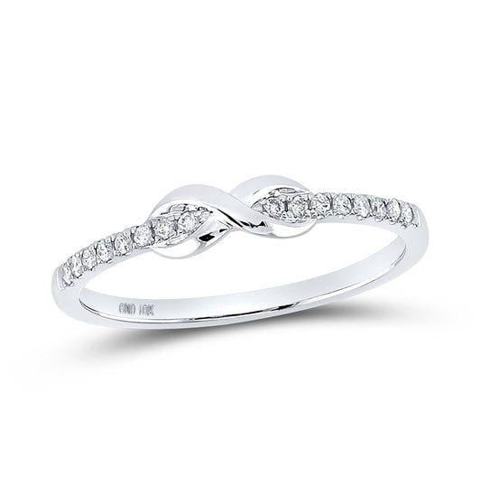 10K White Gold Womens Round Diamond Infinity Knot Stackable Ring 1/10 Cttw, Womens Size: 5-10