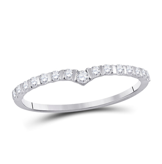10K White Gold Womens Round Diamond Chevron Stackable Band Ring 1/4 Cttw, Womens Size: 5-10