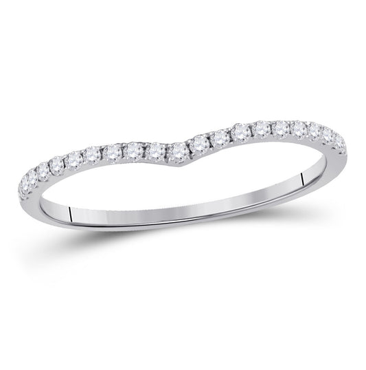 10K White Gold Womens Round Diamond Chevron Stackable Band Ring 1/6 Cttw, Womens Size: 5-10