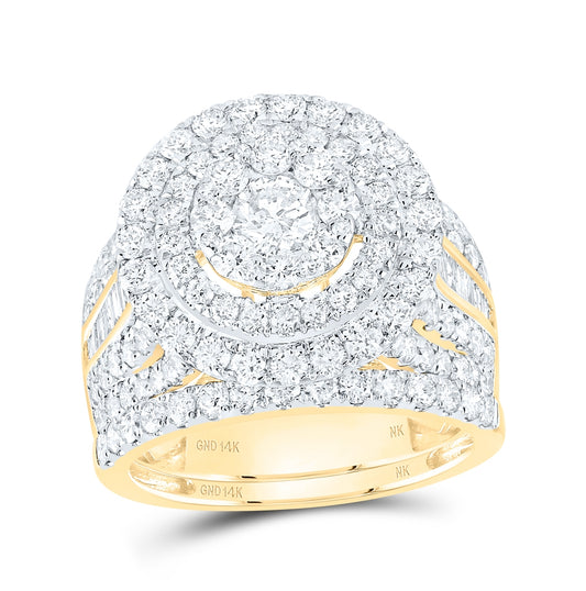 14K Yellow Gold Round Diamond Bridal Wedding Ring Band Set 3 Cttw, Womens Size: 5-10