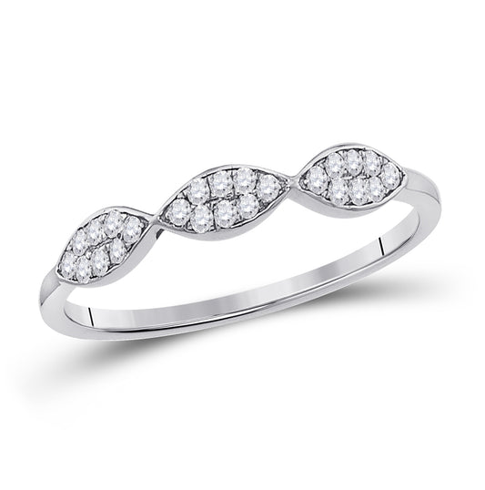 10K White Gold Womens Round Diamond Oval Cluster Stackable Band Ring 1/8 Cttw, Womens Size: 5-10