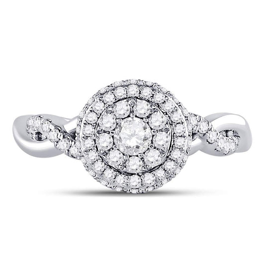 10K White Gold Round Diamond Cluster Bridal Wedding Engagement Ring 3/4 Cttw, Womens Size: 5-10
