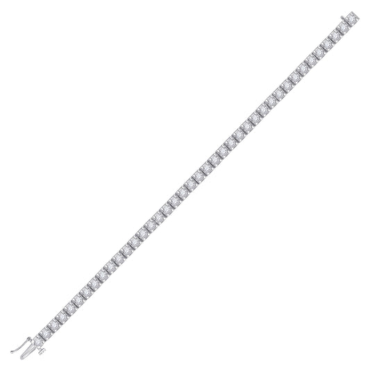 14K White Gold Womens Round Diamond Studded Tennis Bracelet 1-1/2 Cttw