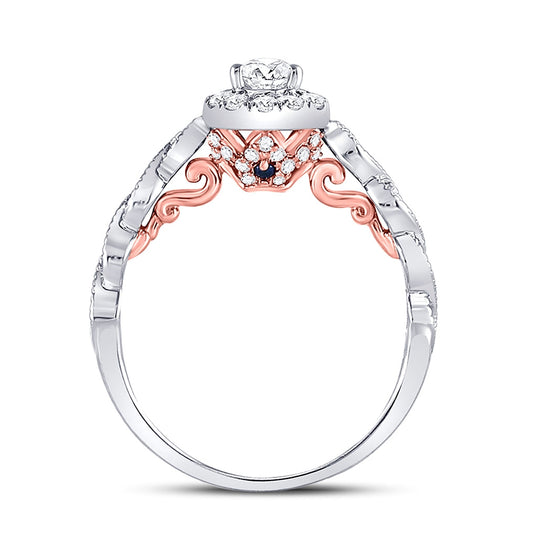 14K Two-tone Gold Pear Diamond Solitaire Bridal Wedding Engagement Ring 3/4 Cttw, Womens Size: 5-10