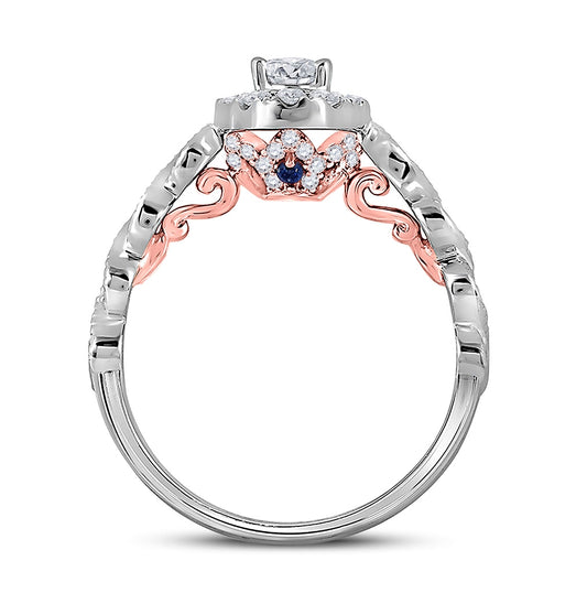 14K Two-tone Gold Oval Diamond Halo Bridal Wedding Engagement Ring 3/4 Cttw, Womens Size: 5-10