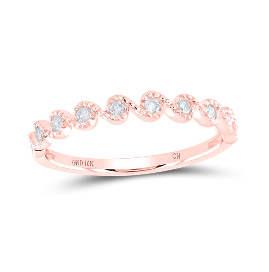 10K Rose Gold Womens Round Diamond Stackable Band Ring 1/6ctw, Womens Size: 5-10