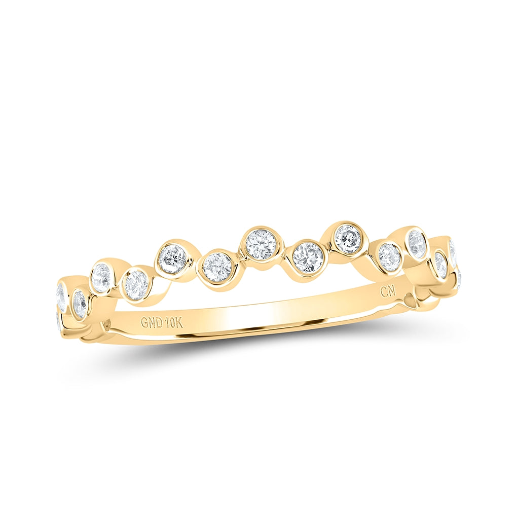 10K Yellow Gold Womens Round Diamond Stackable Band Ring 1/4 Cttw, Womens Size: 5-10