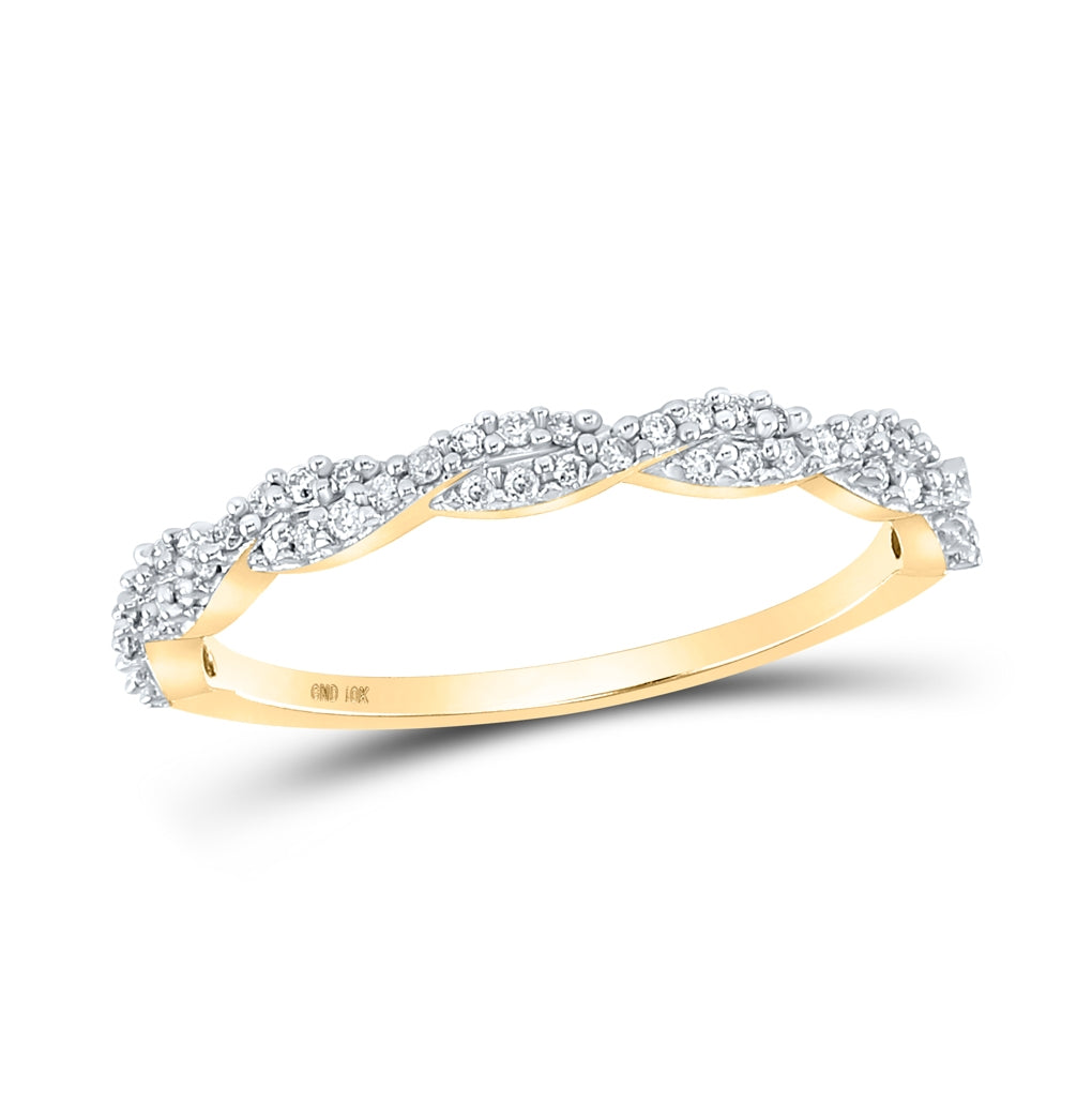 10K Yellow Gold Womens Round Diamond Twist Stackable Band Ring 1/6 Cttw, Womens Size: 5-10