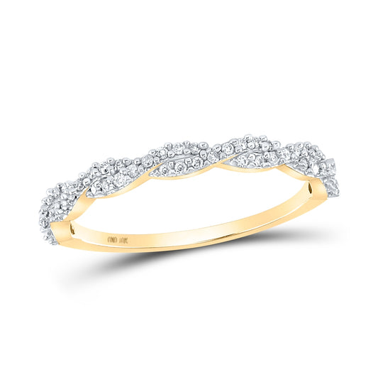 10K Yellow Gold Womens Round Diamond Twist Stackable Band Ring 1/6 Cttw, Womens Size: 5-10