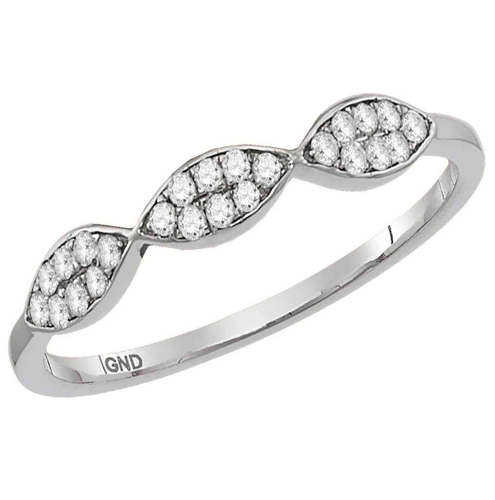 14K White Gold Womens Round Diamond Oval Stackable Band Ring 1/8 Cttw, Womens Size: 5-10