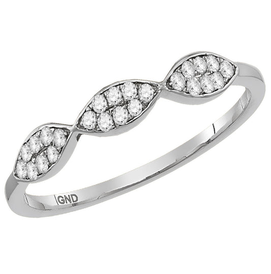 14K White Gold Womens Round Diamond Oval Stackable Band Ring 1/8 Cttw, Womens Size: 5-10