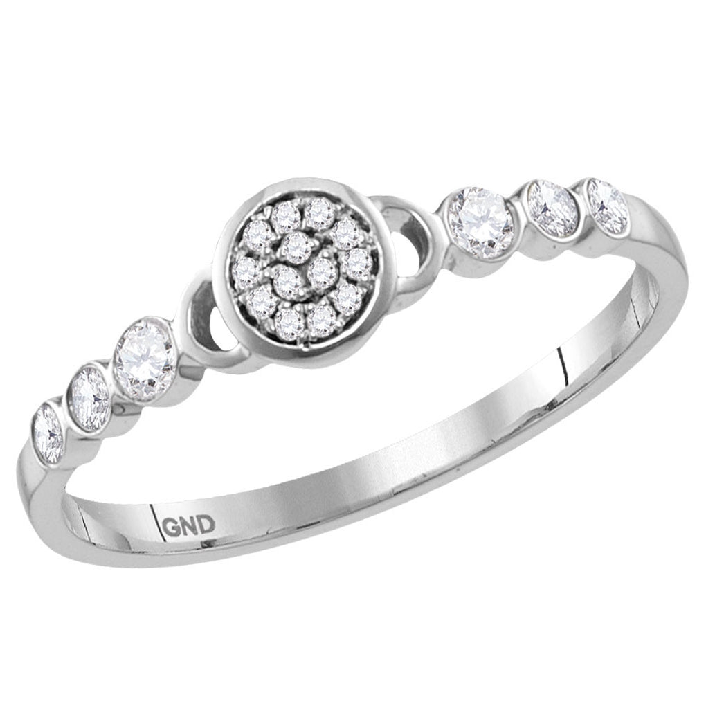 14K White Or Rose Gold Womens Round Diamond Cluster Stackable Band Ring , Womens Size: 5-10