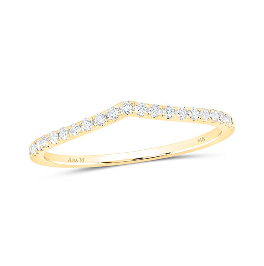 14kt Yellow Gold Womens Round Diamond Chevron Stackable Band Ring 1/6 Cttw