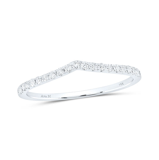 14K White Gold Womens Round Diamond Chevron Stackable Band Ring 1/6 Cttw, Womens Size: 5-10