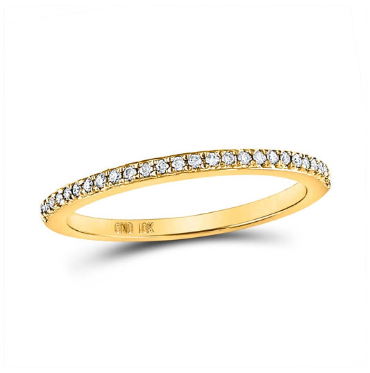 14K Yellow Gold Womens Round Diamond Single Row Stackable Band Ring 1/8 Cttw, Womens Size: 5-10