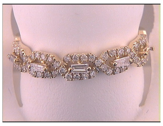14kt Yellow Gold Womens Baguette Diamond Modern Twist Stackable Band Ring 1/3 Cttw