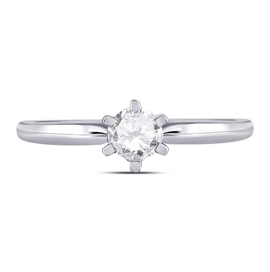 14K White Gold Womens Round Dia. Solitaire Bridal Wedding Engagement Ring 1/2ctw, Women's Size: 5-10