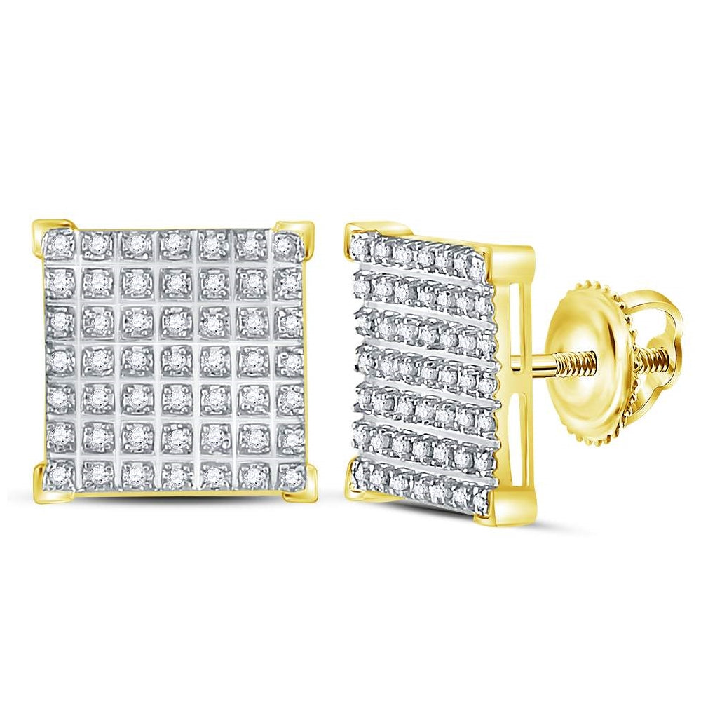 10K Yellow Or White Gold Round Diamond Square Cluster Earrings 1/3 Cttw