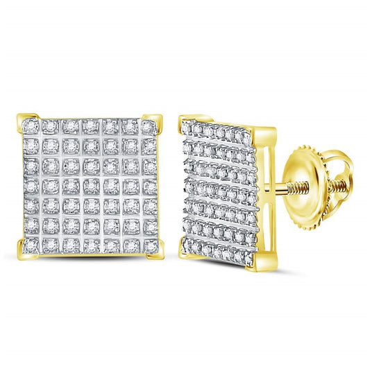 10K Yellow Or White Gold Round Diamond Square Cluster Earrings 1/3 Cttw