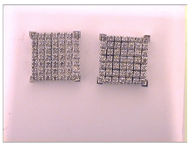 10K Yellow Or White Gold Round Diamond Square Cluster Earrings 1/3 Cttw