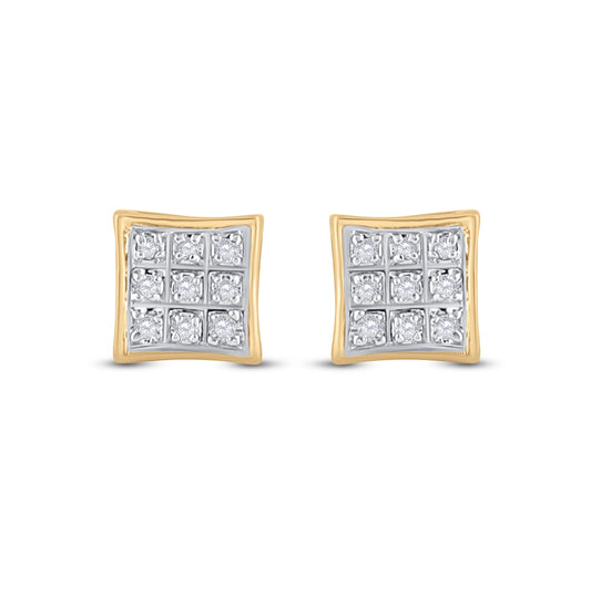 10K Yellow Gold Round Diamond Square Earrings 1/20ctw