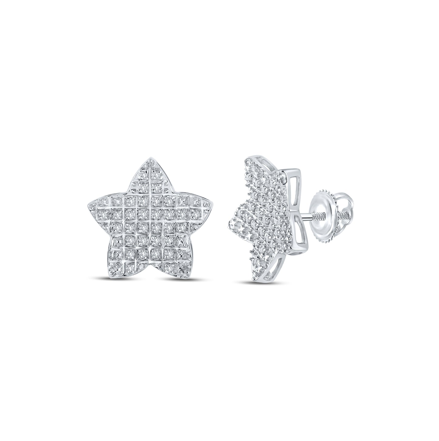 10kt White Gold 1/5ct Diamond Micro-pave Star Earring