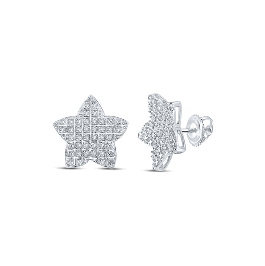 10kt White Gold 1/5ct Diamond Micro-pave Star Earring