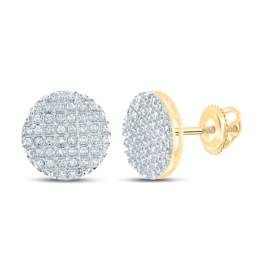 10K Yellow Gold Round Diamond Circle Earrings 1/4 Cttw