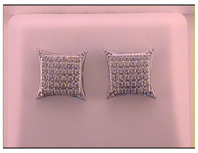 10kt White Gold 1/5ct Diamond Micro-pave Square Earring