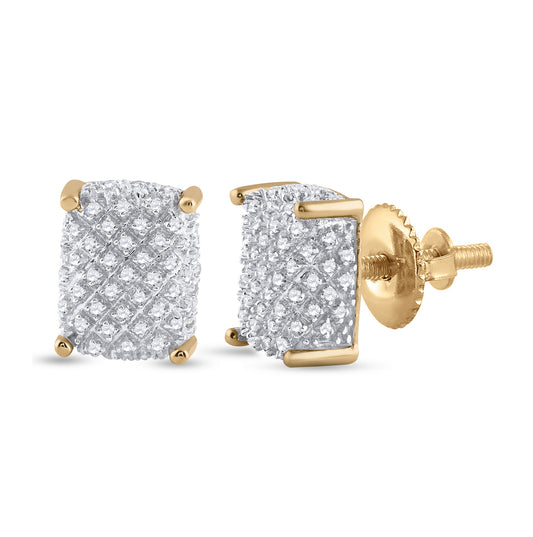 10K Yellow Gold Round Diamond Cluster Earrings 1/3 Cttw