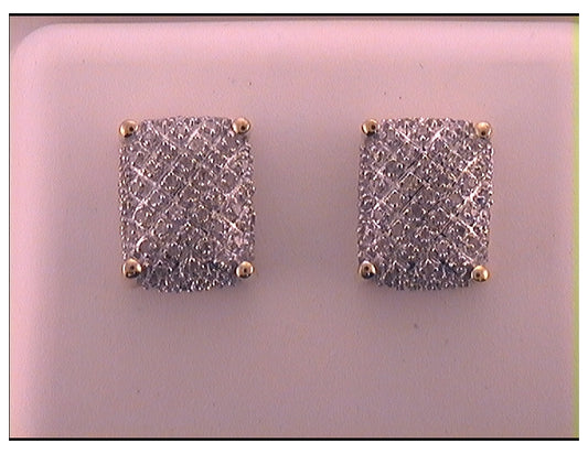 10kt Yellow Gold 1/2ct Diamond P3 Micro-pave Rectangle Mens Earring