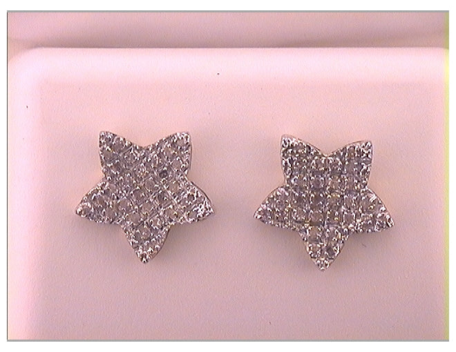 10K Yellow Or White Gold Mens Round Diamond Star Cluster Earrings 1/6 Cttw