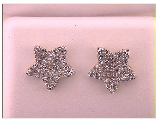 10K Yellow Or White Gold Mens Round Diamond Star Cluster Earrings 1/6 Cttw