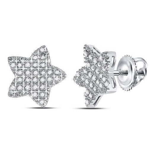 10K Yellow Or White Gold Mens Round Diamond Star Cluster Earrings 1/6 Cttw