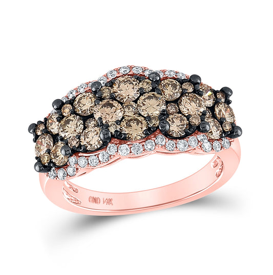 14kt Rose Gold 2 Ctw Diamond Brown  Ring