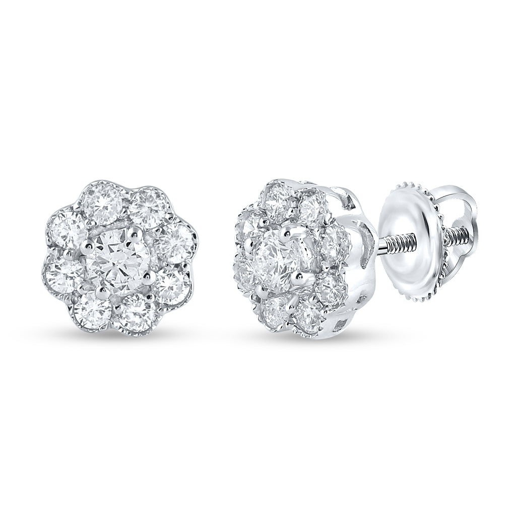 14kt White Gold 1/2ctw Diamond Nk Flower Earring