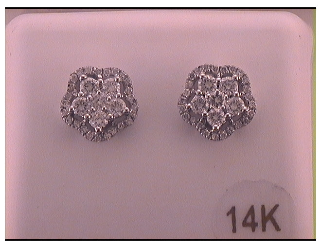 14kt White Gold 3/4ctw Diamond Cn Flower Earring