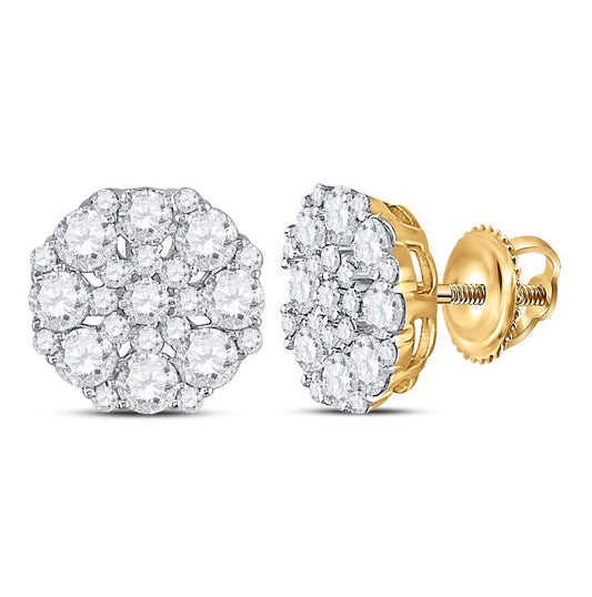 14K White Or Yellow Gold Womens Round Diamond Octagon Cluster Earrings