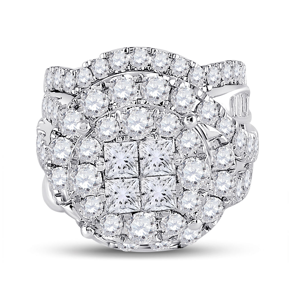 14K White Gold Princess Diamond Bridal Wedding Ring Band Set 5-5/8 Cttw, Womens Size: 5-10