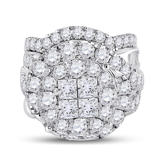 14K White Gold Princess Diamond Bridal Wedding Ring Band Set 5-5/8 Cttw, Womens Size: 5-10