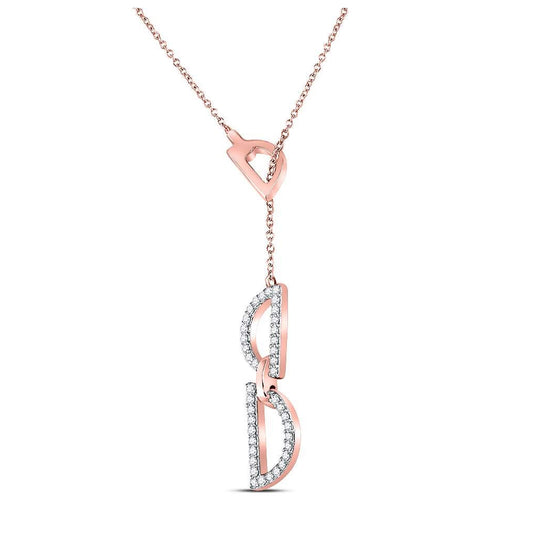 14kt Rose Gold Womens Round Diamond Geometric Fashion Necklace 1/6 Cttw