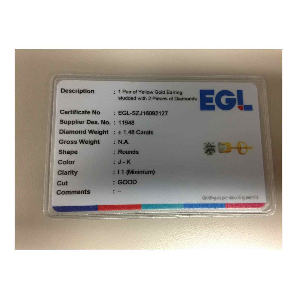 14K Yellow Or White Gold Unisex Round Diamond Solitaire Stud Earrings 1-3/8 Cttw