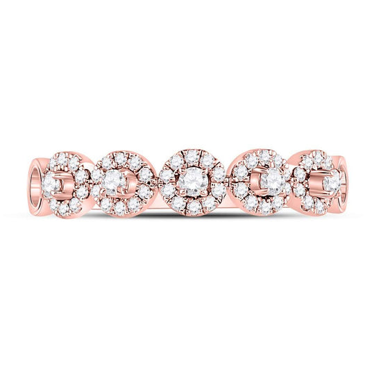 10K Rose Gold Womens Round Diamond Halo Stackable Band Ring 1/3 Cttw, Womens Size: 5-10