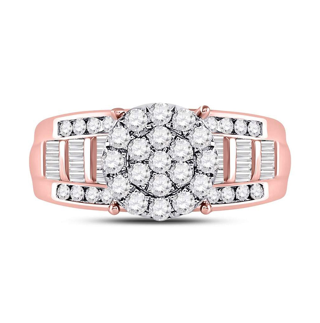 10K Rose Gold Round Diamond Cluster Bridal Wedding Engagement Ring 1ctw, Women's Size: 5-10