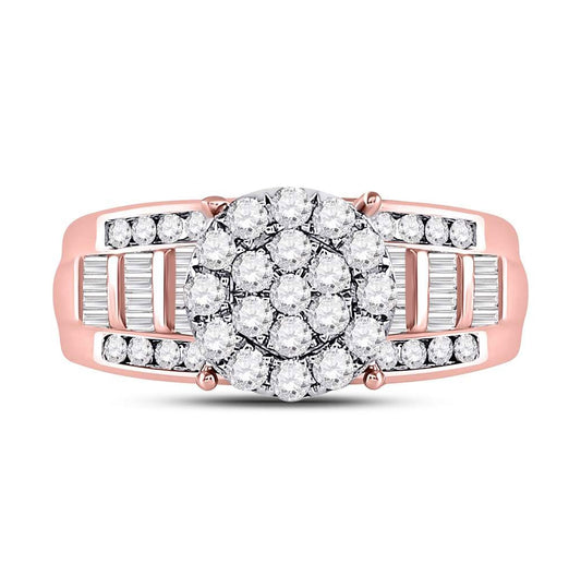 10K Rose Gold Round Diamond Cluster Bridal Wedding Engagement Ring 1ctw, Women's Size: 5-10