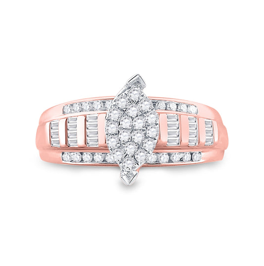 10K Rose Gold Round Dia. Cluster Wedding Engagement Ring 1/2ctw, Women's Size: 5-10